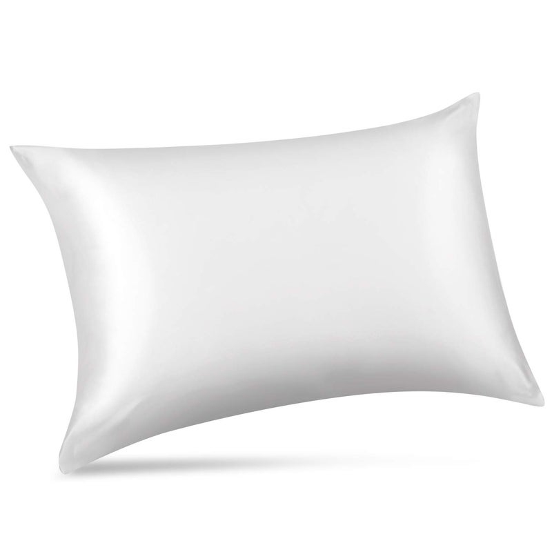 Alaska Bear Silk Pillowcase for Hair and Skin, 100% Mulberry Silk Pillow Cases Queen Size for Beauty Sleep with Random Scrunchy Gift Set Better Than Poly Satin Cover, 1pc, Cool White - Image 2